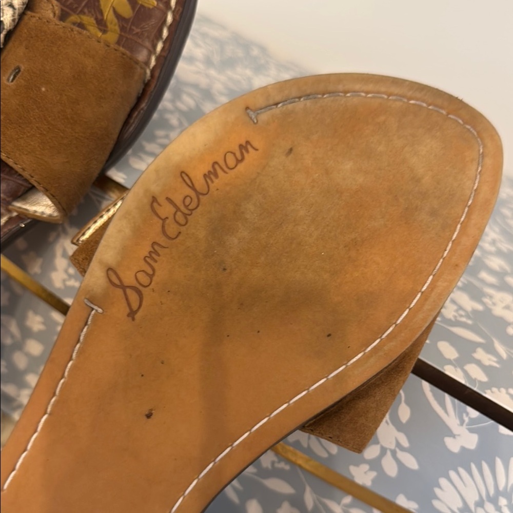 Sam Edelman Brown Suede Sandals with Decorative Buckle - Picture 4 of 9